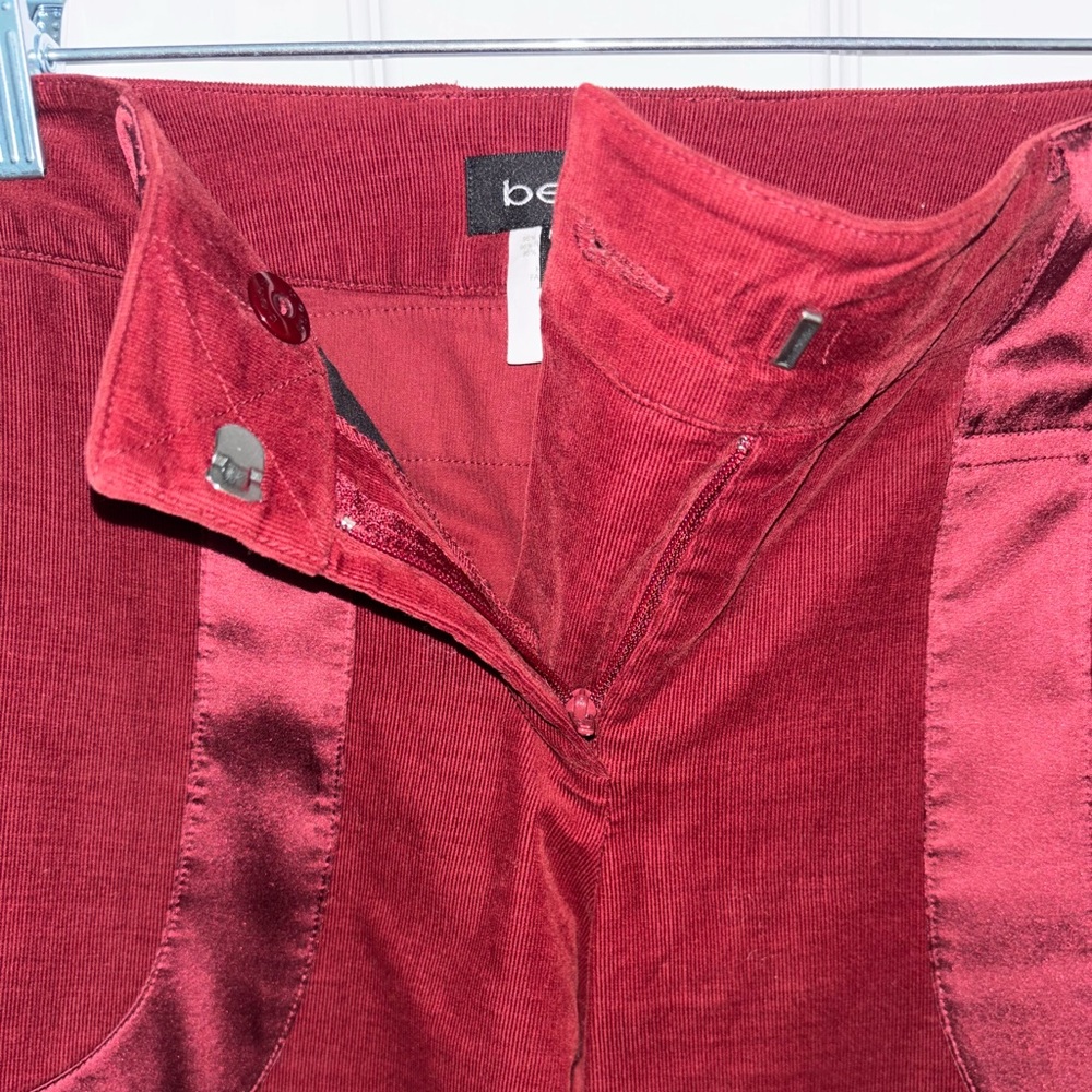 Bebe Red Velvet Pants with Satin Accents - Picture 6 of 8